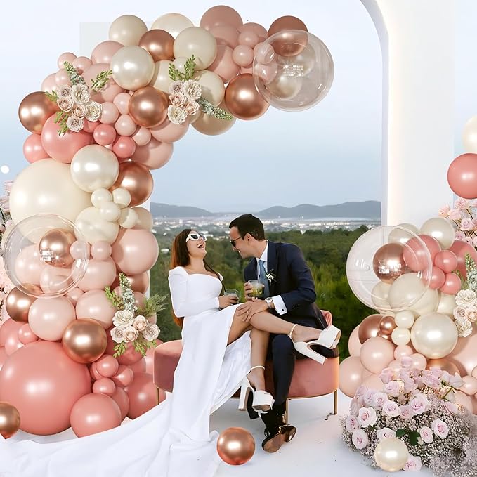 Dusty Pink Balloon Arch Kit 126 Pcs Retro Blush Pink and Metallic Rose Gold Balloon Arch Garland Kit for Wedding Birthday Baby Shower Gender Reveal Bridal Decorations