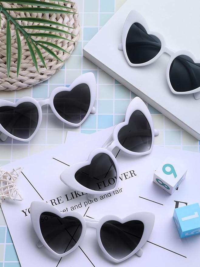 Flutesan 15 Pairs Heart Shaped Sunglasses Vintage Cat Eye Sunglasses for Bachelorette Party Supplies