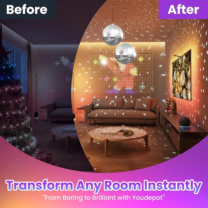 Disco Ball 4" Inch 2-Pack,Silver Hanging Ball with Attached String for Ring,Reflects Light,Fun Party Home Bands Decorations,Party Favor.