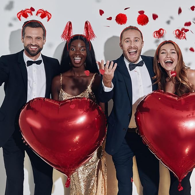 Censen 24 Pcs Pom Pom Headband Tinsel Wrapped Ponytail Head Bopper Costume Headwear Halloween Party Accessory