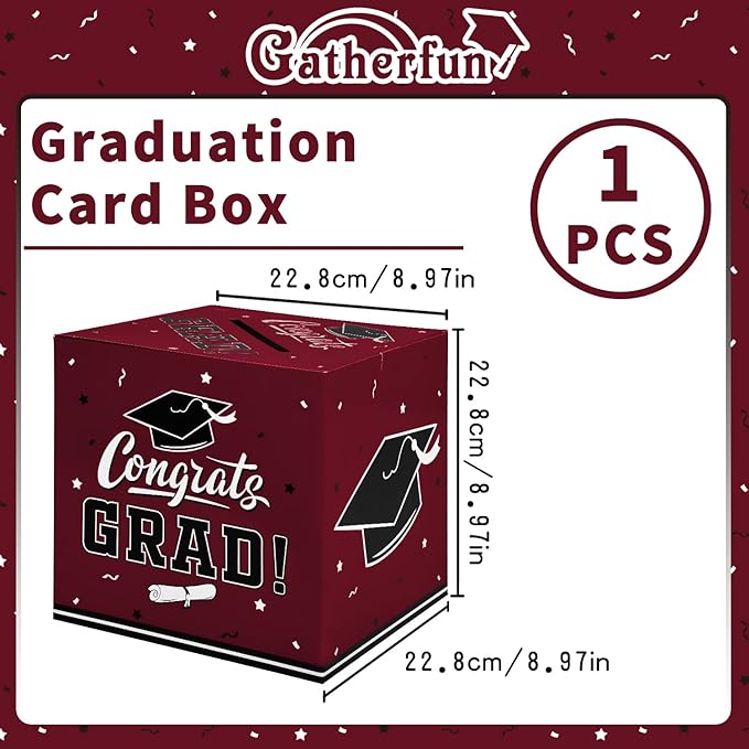 Gatherfun Graduation Party Favors Gift Decor Card Box Supplies Maroon