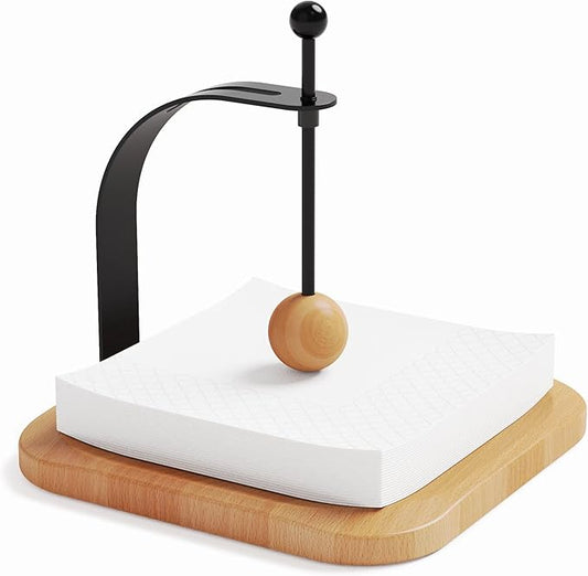 Walnut Wood Napkin Holder for Table,Elegant Wooden Square for Table Dispenser with Weighted,Suitable for Kitchen Restaurant Bar Office Parties Home Décor Hotel Cafe (Beech)