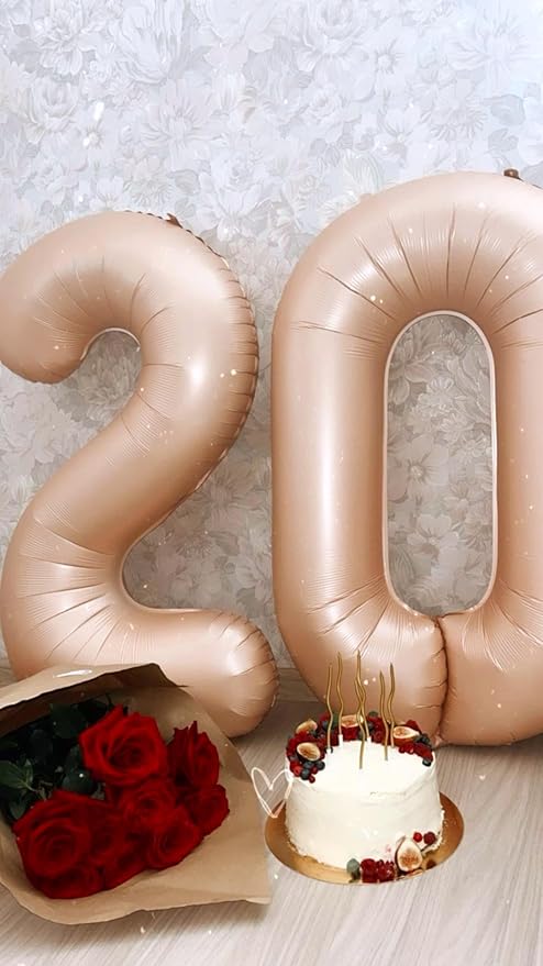 Light Brown 40 Inch Big Number Balloon Birthday Decoration, Number 2 Helium Balloon 12 20 22 23 24 26 2026 New Years Celebration, Boy Girl Baby Anniversary Party Graduations Supplies Decorations