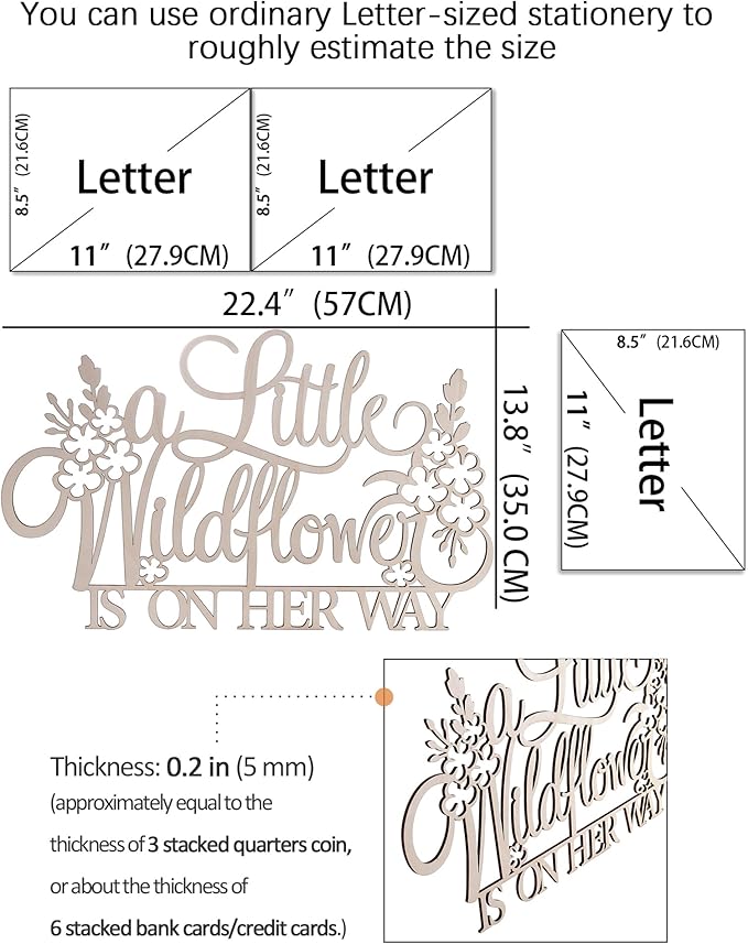 Little Wildflower Backdrop Wooden Sign - A Little Wildflower is On the Way Background Wall Decoration Wood Sign, Baby Shower & Gender Reveal Decor (Little Wildflower Backdrop Wooden Sign)