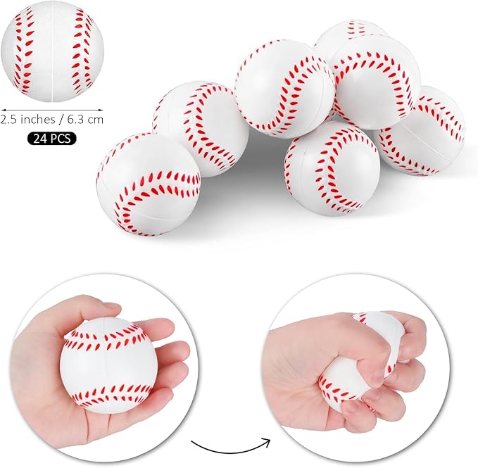 durony 24 Sets Inflatable Baseball Bats and Mini Foam Baseball Sports Stress Ball Sports Party Favors for Baseball Party Supplies Sports Theme Toy