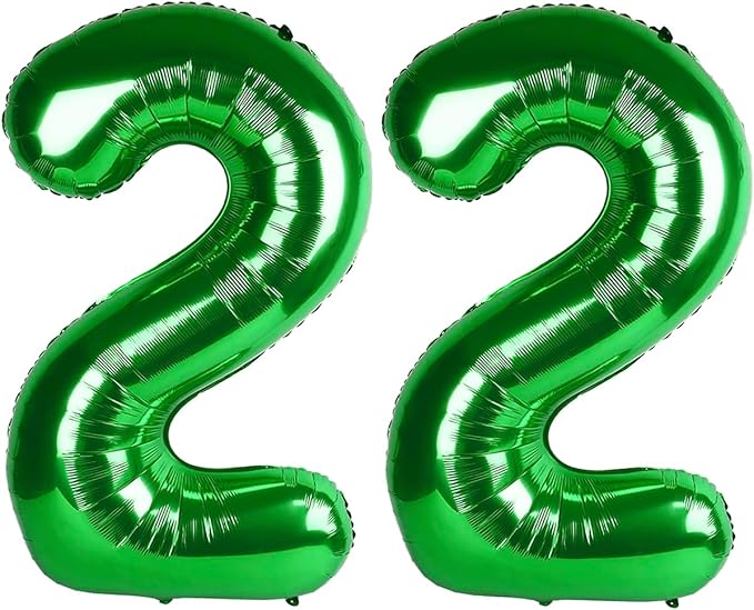 40 Inch Big Green Number 22 Balloon Birthday Decoration, Number 22 Helium Balloon 22 Celebration, Boy Girl Baby Anniversary Party Graduations Supplies Decorations