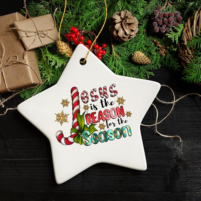 Festively Fun Jesus is The Reason for The Season Religious Christmas Ornament