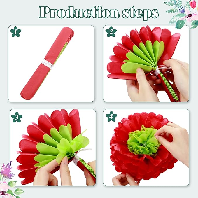 Tallew 36 Pieces Mexican Paper Tissue Flowers Colorful Fiesta Paper Flowers for Mexican Spring Floral Party Backdrop Baby Shower Wedding Birthday Party Craft for Wall