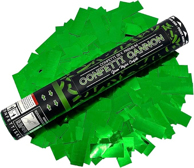 Confetti Sky [6 Pack] 12 Inch Confetti Cannons | Green Confetti Poppers for Wedding Celebration, Birthday Party, Pranks, Graduation, Christmas Eve and New Year Celebration