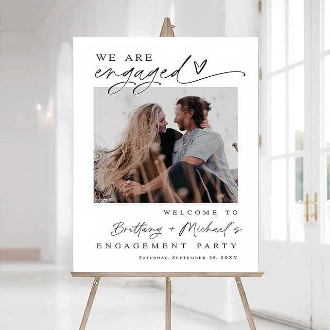 SZ-HaNoi Engagement Photo Welcome Sign Template-We are engaged, Welcome Modern Engaged Printable #1
