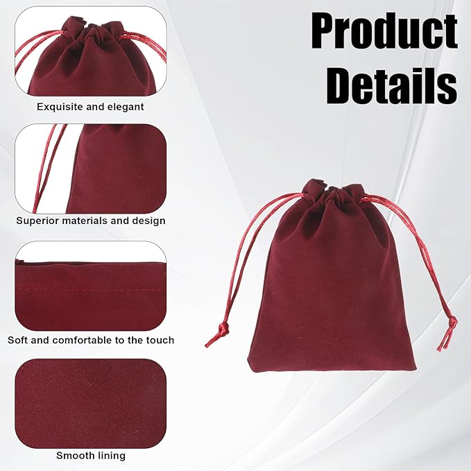 Bruislard Velvet Jewelry Pouches, 12Pcs 3x4 Inches Gift Pouches Jewelry Candy Dice Gift Bags Small Velvet Bags for Storage Wedding Party Favor Christmas