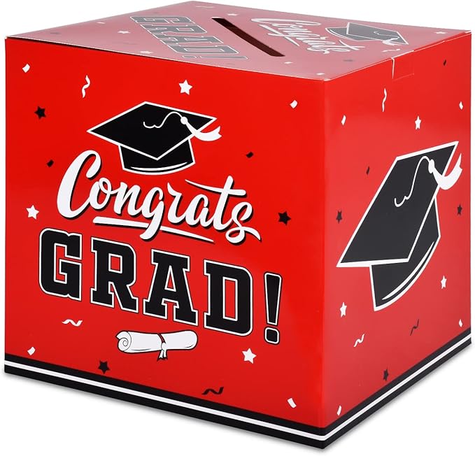 Gatherfun Graduation Decorations 2025 Grad Card Box for Gift Graduation Party Favors Decor Party Supplies Red