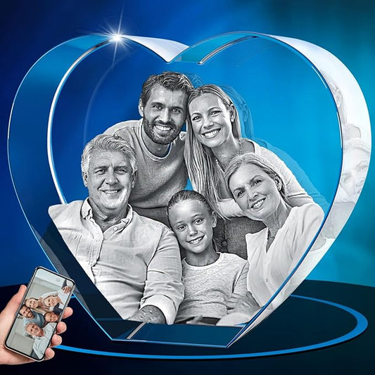 ArtPix 3D Crystal Photo, Personalized Gifts for Women, Wife, Men, Mom, Father, Her, Him, Dad, Grandpa, Great Customized Gift with Your Own Photo, Custom Glass 3D Laser Etched Picture Wedding - Heart