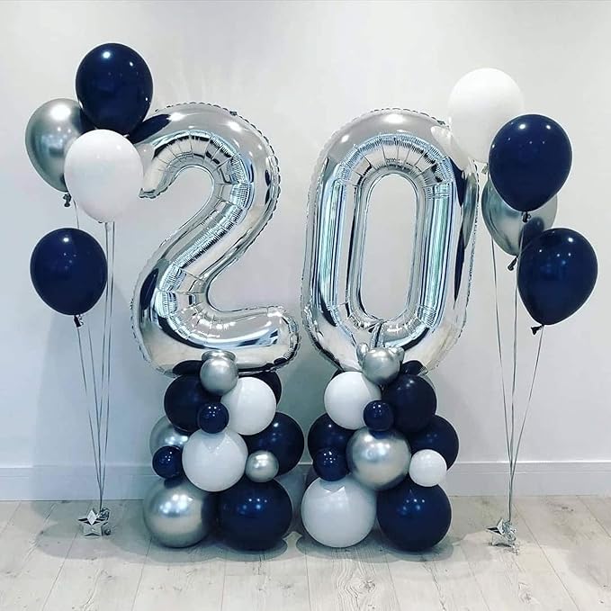 40 Inch Silver 20 Number Balloons Giant 20 Balloons Silver Birthday 20 Balloons 20th Birthday Anniversary Party Decorations Supplies