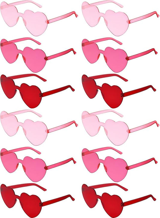 Flutesan 42 Pairs Heart Shaped Sunglasses Bulk for Women Cute Y2k Trendy Rimless Transparent Heart Glasses for Party Favor