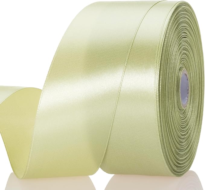 1 1/2 Inch Spring Green/Fresh Sprout Solid Satin Ribbon, 50 Yards Craft Fabric Ribbon for Gift Wrapping Floral Bouquets Wedding Party Decoration