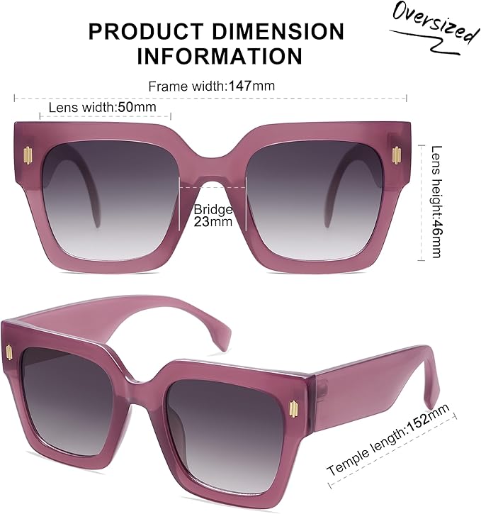 SOJOS Vintage Oversized Square Sunglasses for Women,Retro Womens Luxury Big Large Sun Glasses UV400 SJ2194