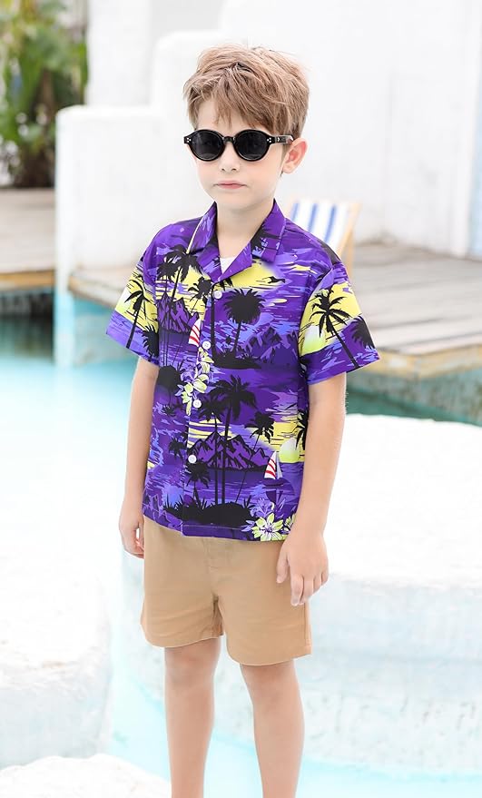 Cromoncent Matching Hawaiian Outfits for Family, Dad and Son Matching Luau Beach Tropical Shirts Mommy Daughter Tropical Sets