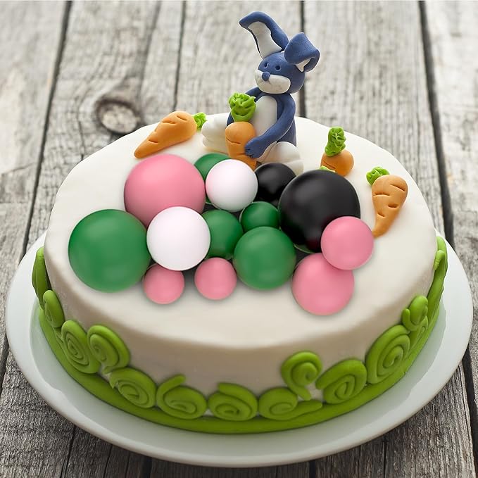 ASTARON 32 Pcs Ball Cake Topper Decorations Mini Balloons Birthday Cake Toppers Foam Balls Sticks Witch Themed Party Decorations Witch Party Cake Picks Decorations (Pink Green Black)