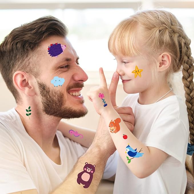 36 Sheets Temporary Tattoo, Animal Bear Tiger Elephant Panda Squirrel Dog Cat Fox Dinosaur Chameleon Crocodile Whale Dolphin Fake Tattoos for Boys Girls, Animal Party Decoration Supplie for Kid Adult