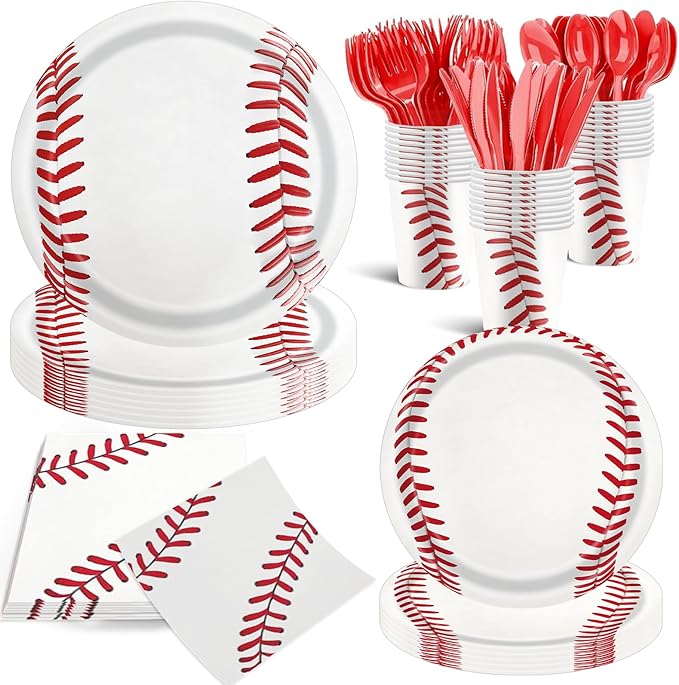 140 Pcs Baseball Party Supplies Bundle Paper Plates Napkins Baseball Themed Birthday Party Supplies Decorations Baseball Favors For Girls Serves 20 Guests