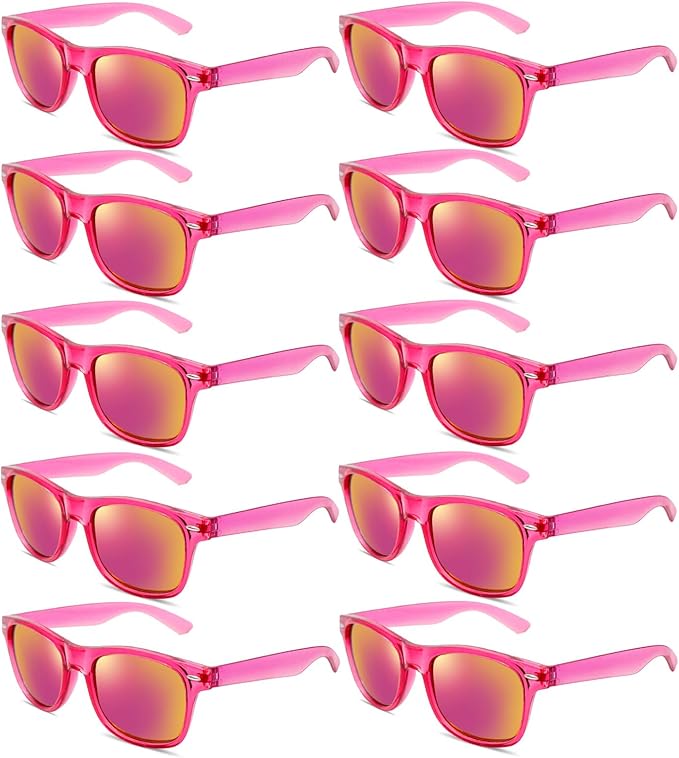 Pibupibu 10/20 Pack Neon Party Sunglasses Bulk,Wholesale Retro 80s Colorful Mirrrored Lens Sunglasses Party Favors
