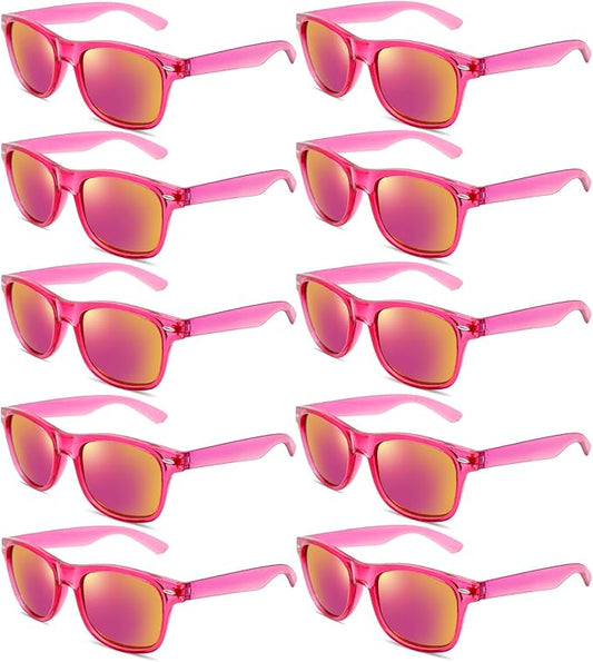 Pibupibu 10/20 Pack Neon Party Sunglasses Bulk,Wholesale Retro 80s Colorful Mirrrored Lens Sunglasses Party Favors