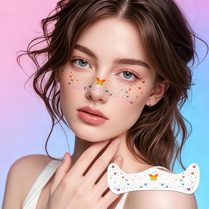 Temporary Tattoos Adult: Glitter Freckles & Star Face | Body Glitters with Face Glitter for Women Girls - Country Concerts Festival Rave Accessories (butterfly)