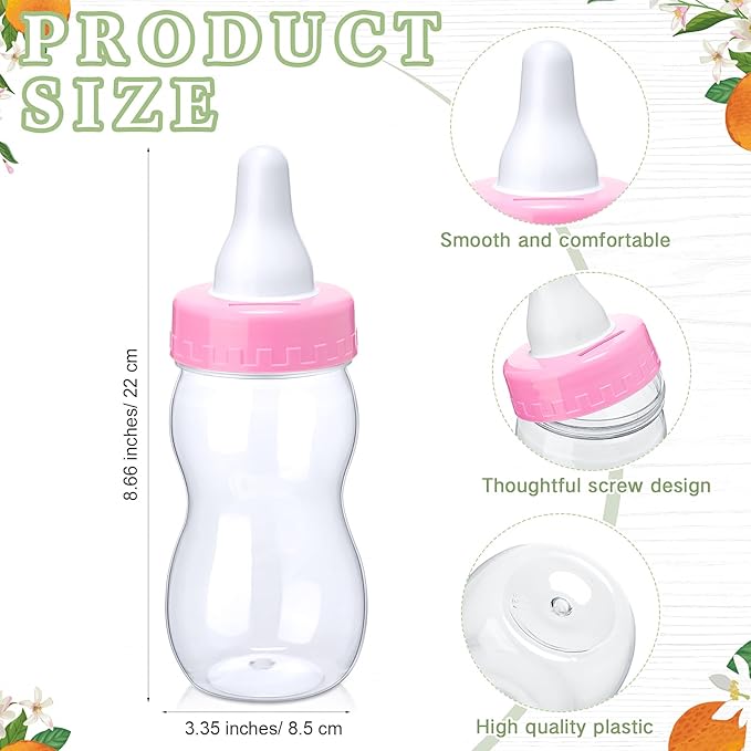 Roowest 512 Pcs Baby Shower Games Guess How Many Pacifiers Sign 100 Small Guessing Games 10 HB Pencils 750ml Milk Bottle 400 Acrylic Pacifiers Decoration for Guest Gender Reveal(Pink,Orange)