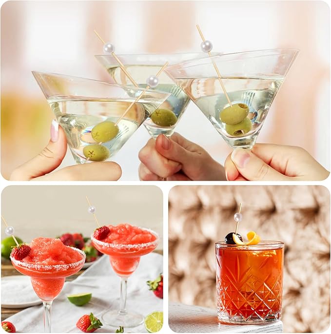 Cocktail Picks for Appetizers, Toothpicks for Appetizers, 100PCS White Cocktail Toothpicks for Drinks, Appetizer Skewers for Charcuterie Cups Board