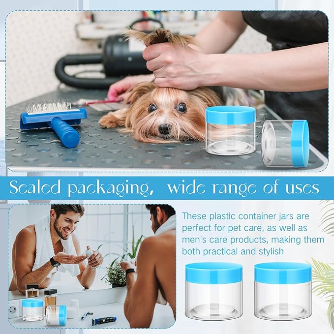 SATINIOR 36 Pieces 2 oz Plastic Jars with Lids Wide Mouth Airtight Reusable Container Acrylic Cosmetic Small Jars for Lotions Ointments Travel Toiletries Creams Make up Storage(Blue)