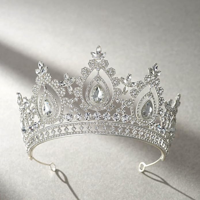 SWEETV Queen Crown for Women,Wedding Tiara for Bride,Princess Tiara,Quinceanera Pageant Crown Diadem