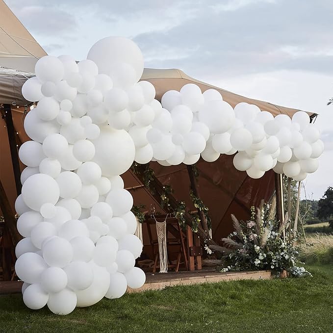 130pcs White Balloons Different Sizes 18" 12" 10" 5" Party Latex Balloons for Birthday Baby Shower Graduation Wedding Anniversary Party Decorations