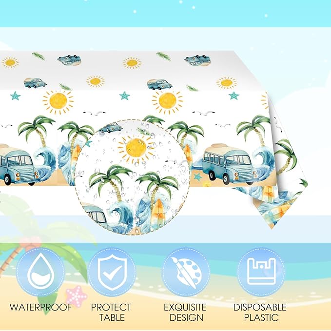 41Pcs Summer Beach Surf First Birthday Decorations for Boy,The Big One Birthday Party Supplies Dessert Plates Napkins Tablecloth丨 Surfs Up Baby Boy First Birthday Decorations,Serves 20