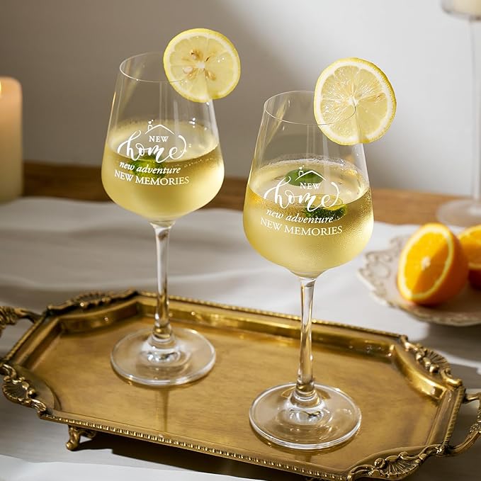 AW BRIDAL House Warming Gifts New Home Wine Glasses Sets, 2025 Closing Gifts for Home Buyers and Homeowner, New Apartment Gift Basket for Couple, First House Gift with Wooden Keepsake Box