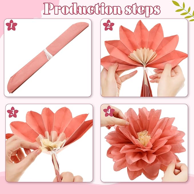 Geyee 18 Pcs Mexican Paper Flowers Colorful Fiesta Tissue Paper Flowers Pom Poms Mexican Carnival for Floral Party Backdrop Wedding Birthday Party Craft, 6" 8" 10"(Vintage Color)