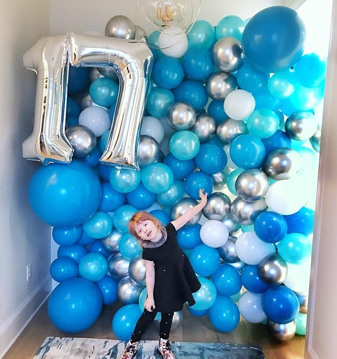 40 Inch Silver 17 Number Balloons Giant 17 Balloons Silver Birthday 17 Balloons 17th Birthday Anniversary Party Decorations Supplies