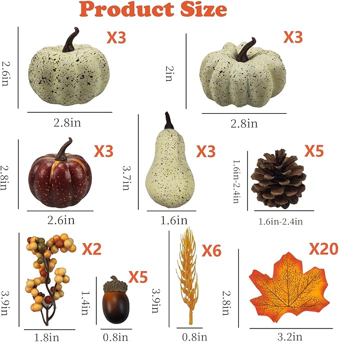 Fake Pumpkin Decor Set,Mini Fake Pumpkin Decor,Fall Harvest Decorations,Halloween Thanksgiving Decor and Table Centerpieces (Style 3)