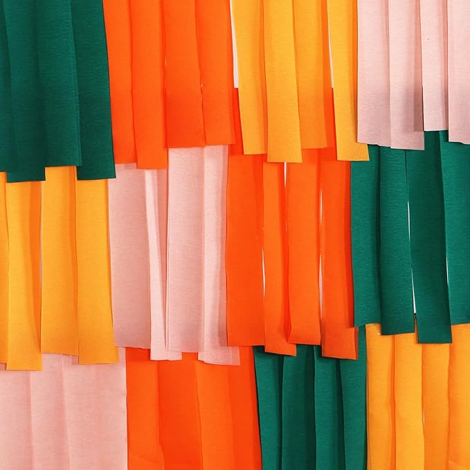Pink Orange Green Party-Decorations Streamers - 8 Rolls Little Cutie Baby Shower Crepe Tissue Paper Streamer,Spring Summer Fall Autumn Garland Decor,Wedding Bridal Shower Birthday Favors Panduola