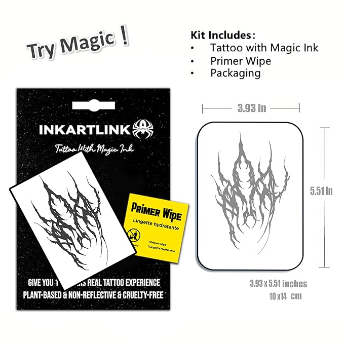 INKARTLINK Semi Permanent Tattoos,Halloween Temporary Tattoo, Party Tattoos, Realistic, Waterproof, Cruelty-free, Non-reflective (Ink Demon)
