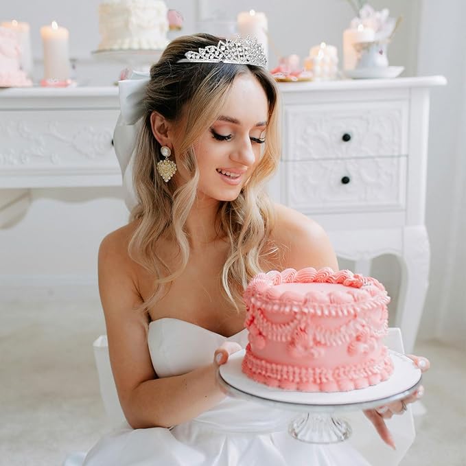 Silver Wedding Crown Crystal Tiara for Women Queen Crowns Princess Headband Silver Rhinestones Tiaras for Bride Sparkle Hair Accessories for Party