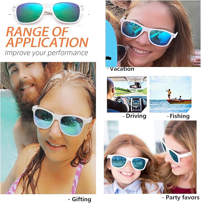 Fsmiling White Sunglasses Bulk Adult Party Sunglasses 80s Sunglasses Pack for Men Women Party Favors-10Pack