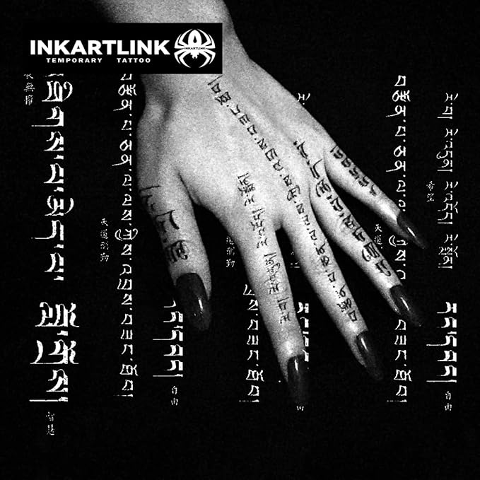 INKARTLINK Temporary Tattoos, Semi Permanent Tattoos, Adult Art Designs, Waterproof Temporary Tattoos, Party Favors, Tattoo Stickers Realistic, No Adhesive, Lasts 1-2 Weeks (Mongolian Characters)