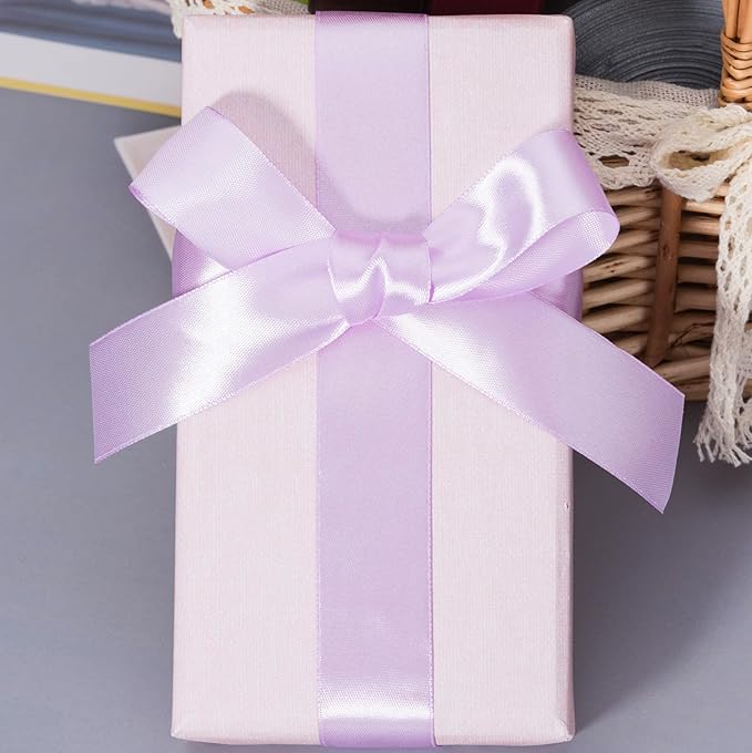 1 Inch Lilac Solid Satin Ribbon, 50 Yards Craft Fabric Ribbon for Gift Wrapping Floral Bouquets Wedding Party Decoration