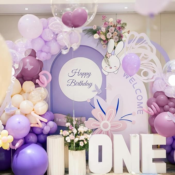 Dusty Purple Balloon Garland Kit, 166Pcs Pastel Lavender and Macaron Orange Balloons for Girls Women Princess Wedding Baby Shower Birthday Party Decorations Supplies