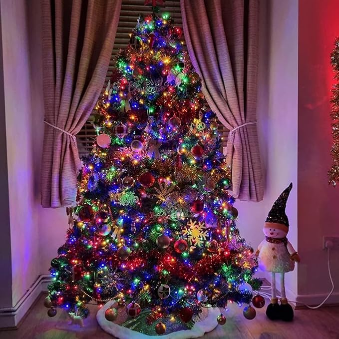 YEGUO Christmas Lights, 165ft 500 LED String Light Multicolor, Green Wire Plug in for Indoor Outdoor