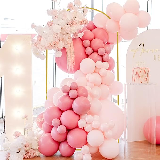 Wokceer 7.2 FT Wedding Arch Stand and Arch Cover, Metal Arch Backdrop Stand with Arch Stand Cover for Birthday Party Wedding Ceremony Bridal Baby Shower Event Decor, Light Dusty Rose