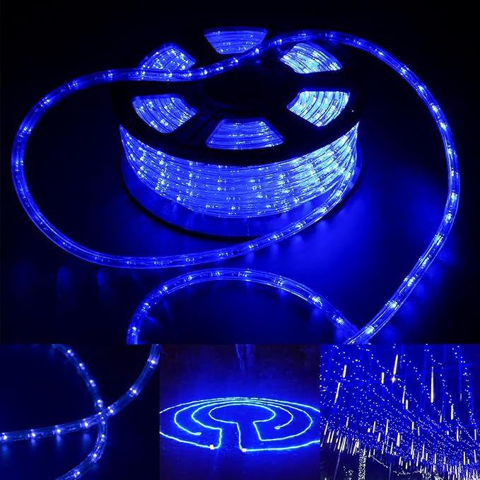 150ft Outdoor LED Rope Lights 1620 Connectable Flexible Tube Lights, IP65 Waterproof Rope Lighting for Garden Patio Pool Bedroom Party Christmas Halloween Holiday Indoor/Outdoor Decoration, Blue