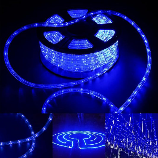 50ft Outdoor LED Rope Lights 540 Connectable Flexible Tube Lights, IP65 Waterproof Rope Lighting for Garden Patio Pool Bedroom Party Christmas Halloween Holiday Indoor/Outdoor Decoration, Blue