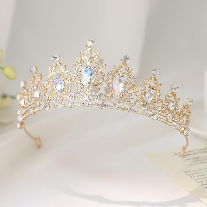 Princess Tiara and Crown for Women Wedding Tiaras for Bridal girls Tiaras and Crystal Crowns Rhinestone Headband Metal Hair Accessories for Costume Birthday Party Prom